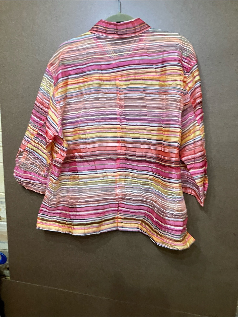 Tommy Bahama Pink Multistripe Button-Down Women's Shirt - Picture 8 of 10